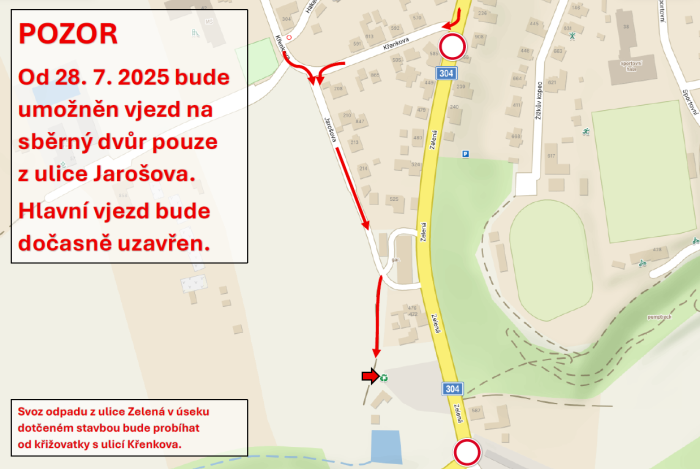Dočasný vjezd na sběrný dvůr