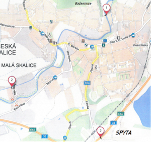 Mapa s umístěním mostů