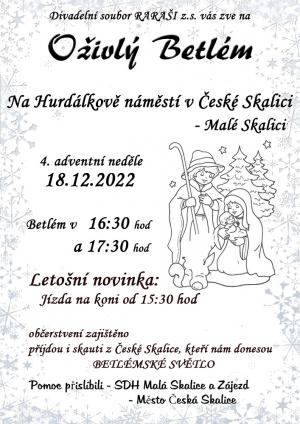 Oživlý Betlém 18. prosince 2022 na maloskalické návsi 1