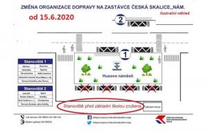 Změna rozmístění autobusových zastávek na Husově náměstí